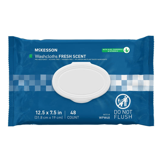 Fresh Scent disposable washcloths with aloe & chamomile, 12.5x7.5 in, pack of 48