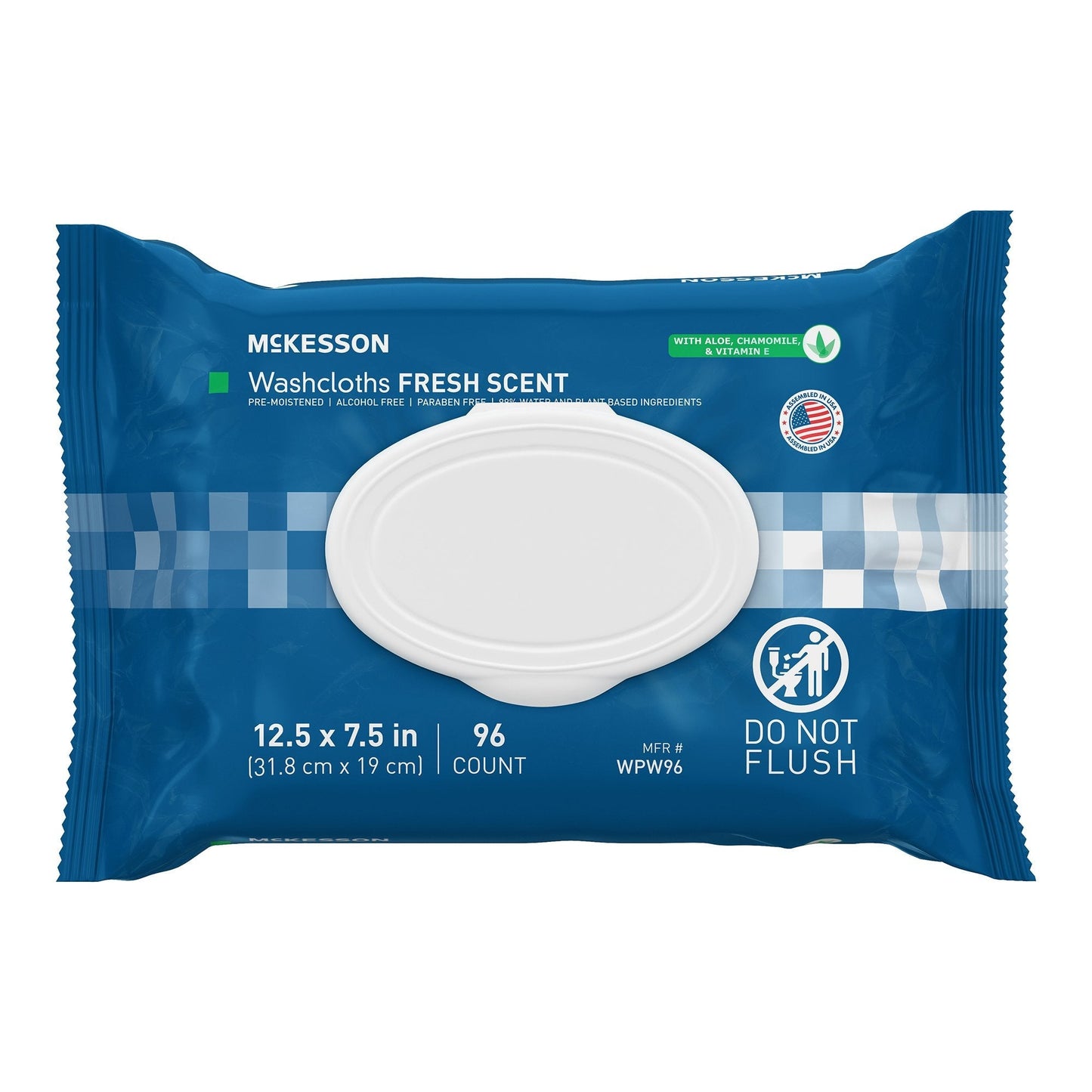 Fresh Scent disposable washcloths with aloe & chamomile, 12.5x7.5 in, pack of 96