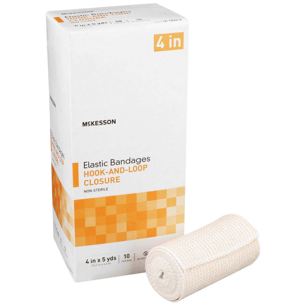 Elastic hook-and-loop bandage roll, 4 in x 5 yd, non-sterile (10/box)