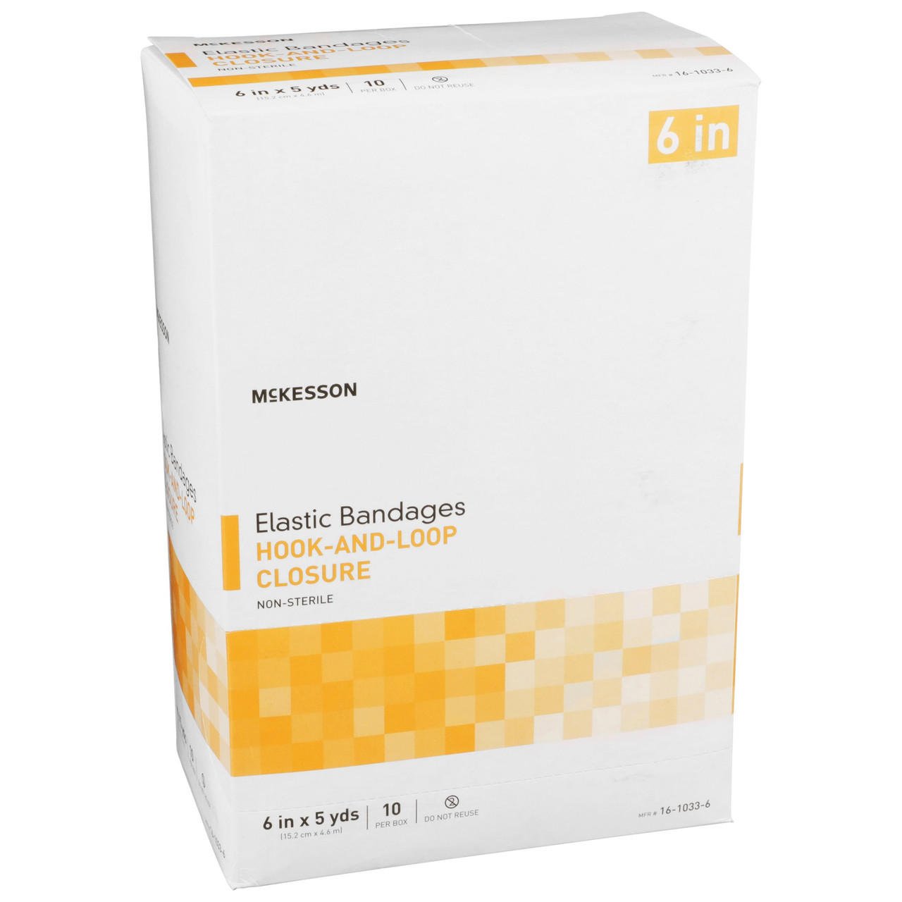 Elastic hook-and-loop bandage box, 6 in width, non-sterile, white/cream