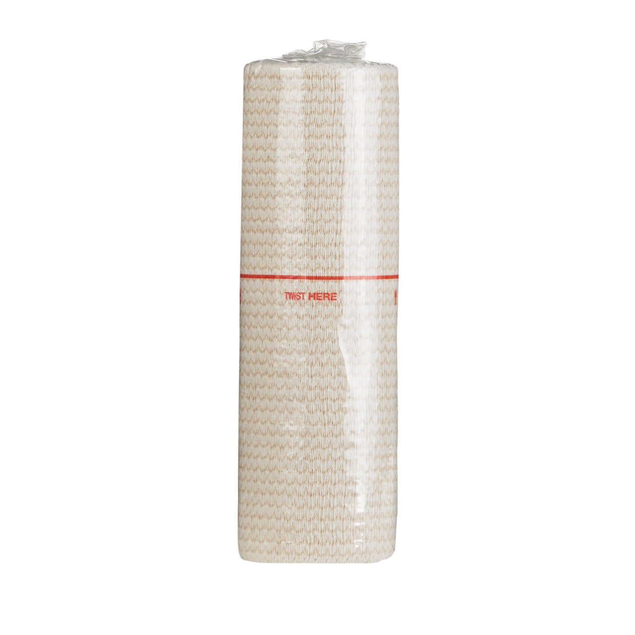 Hook-and-loop elastic bandage roll in clear wrap, white/cream, 6 in x 5 yd