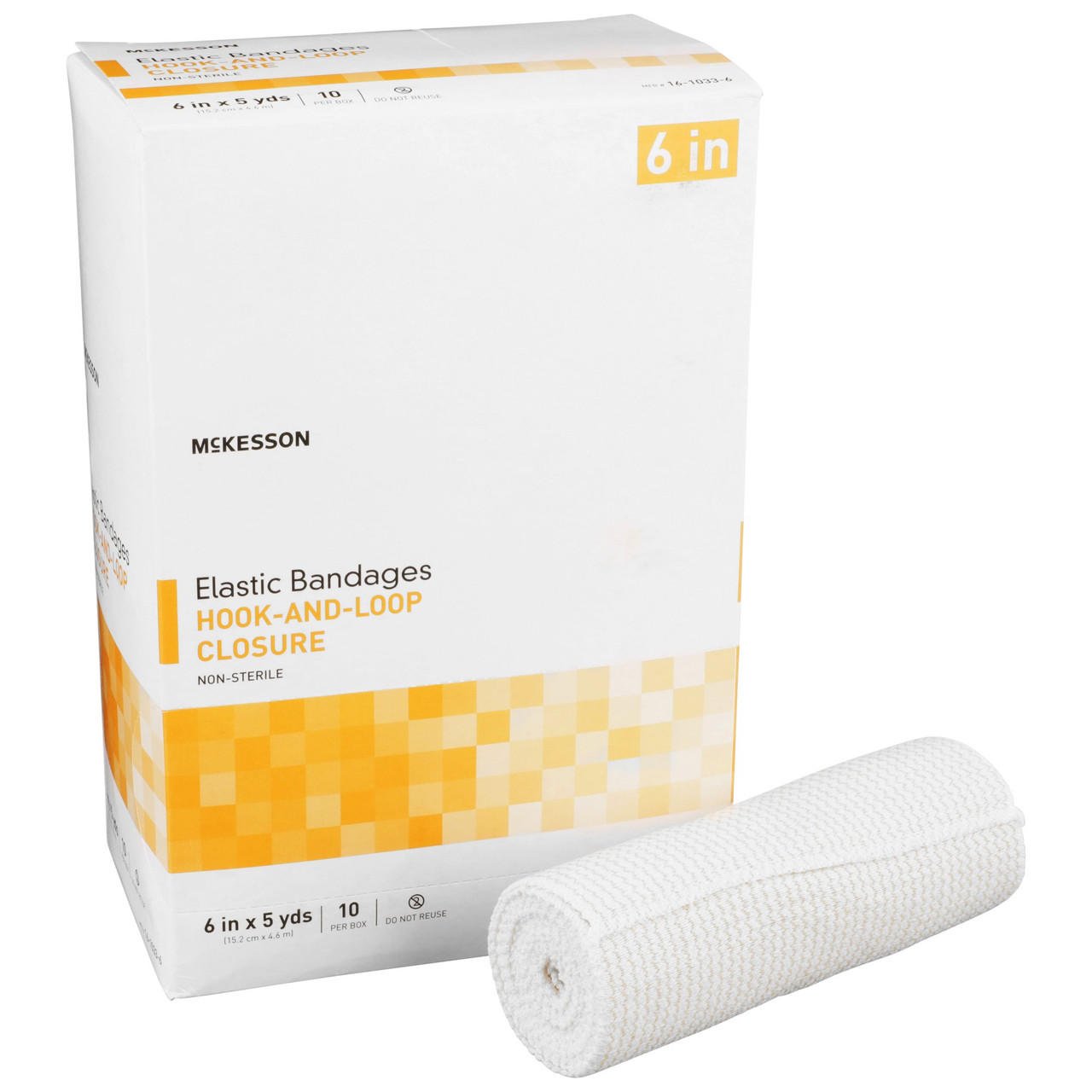 Elastic hook-and-loop bandage roll, 6 in x 5 yd, white/cream, non-sterile
