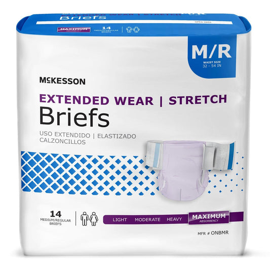 Extended Wear Stretch brief diapers, Medium/Regular, waist 32–54 in, 14 count pack