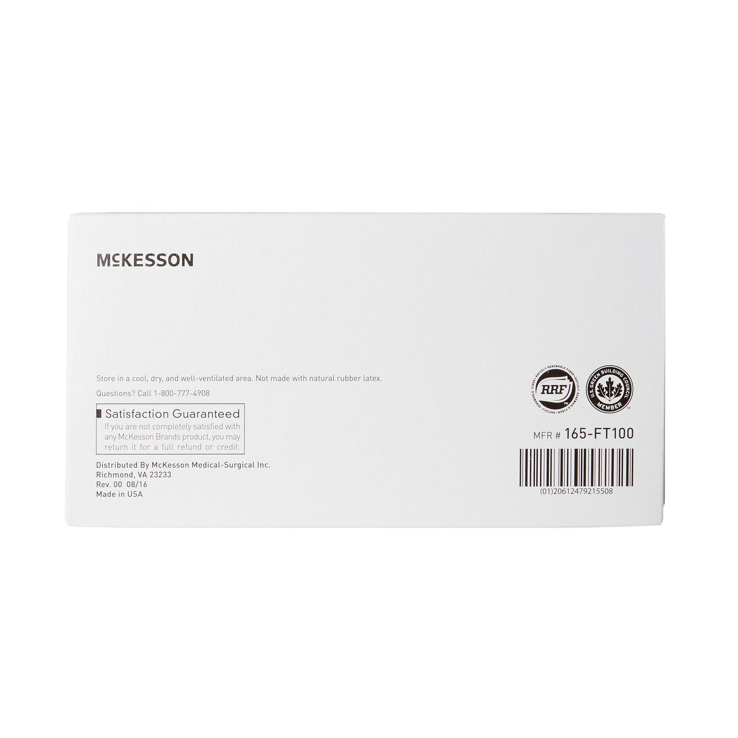 Back of white facial tissues box with barcode, 8.37 x 8.07 in, 100 per box