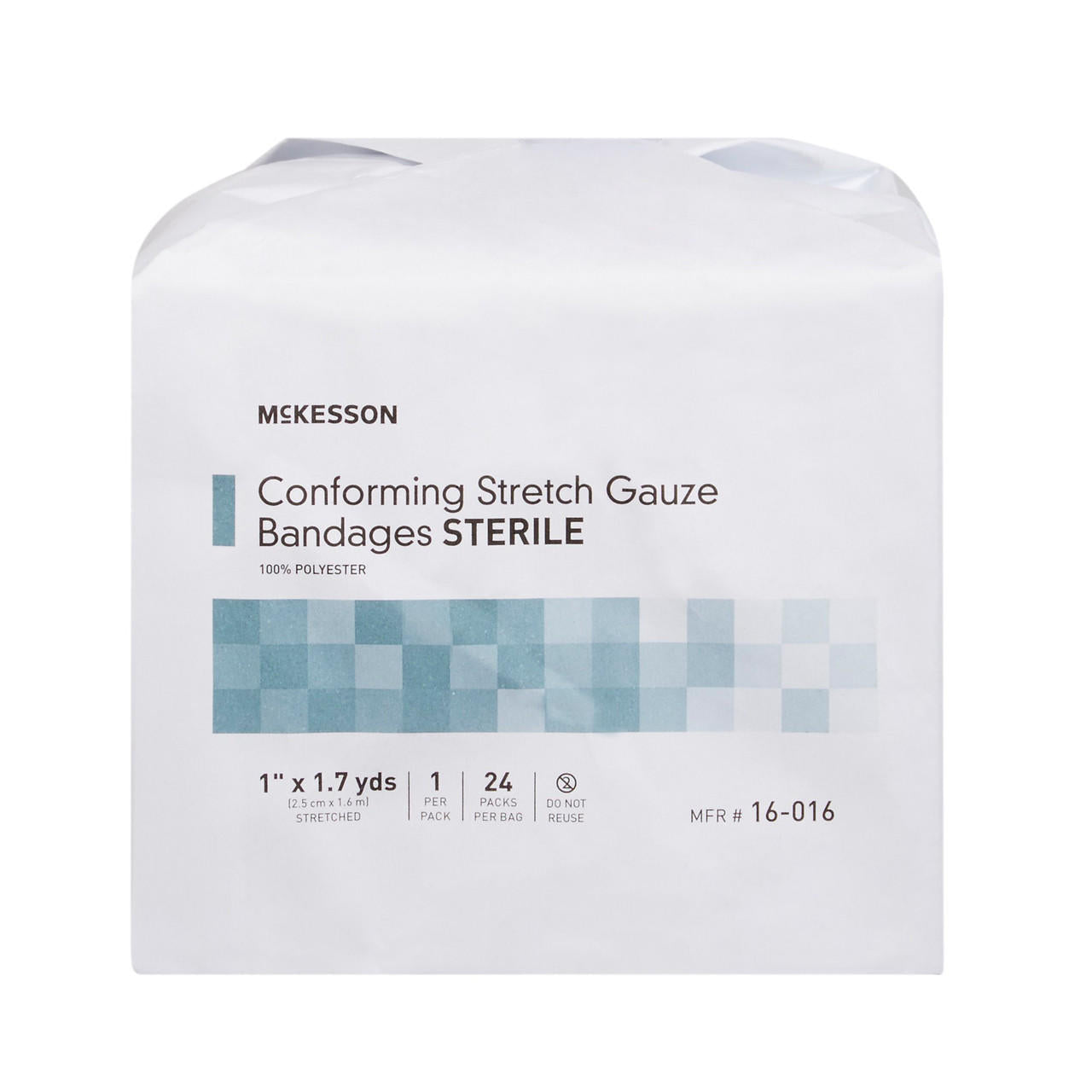 Sterile conforming stretch gauze bandage roll 1 in x 1.7 yds, white, 24-count