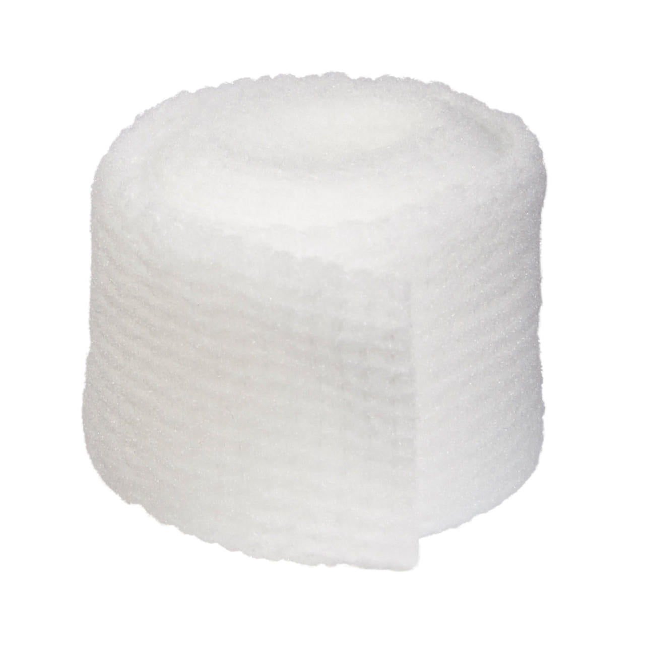 White sterile conforming stretch gauze bandage roll, textured close-up