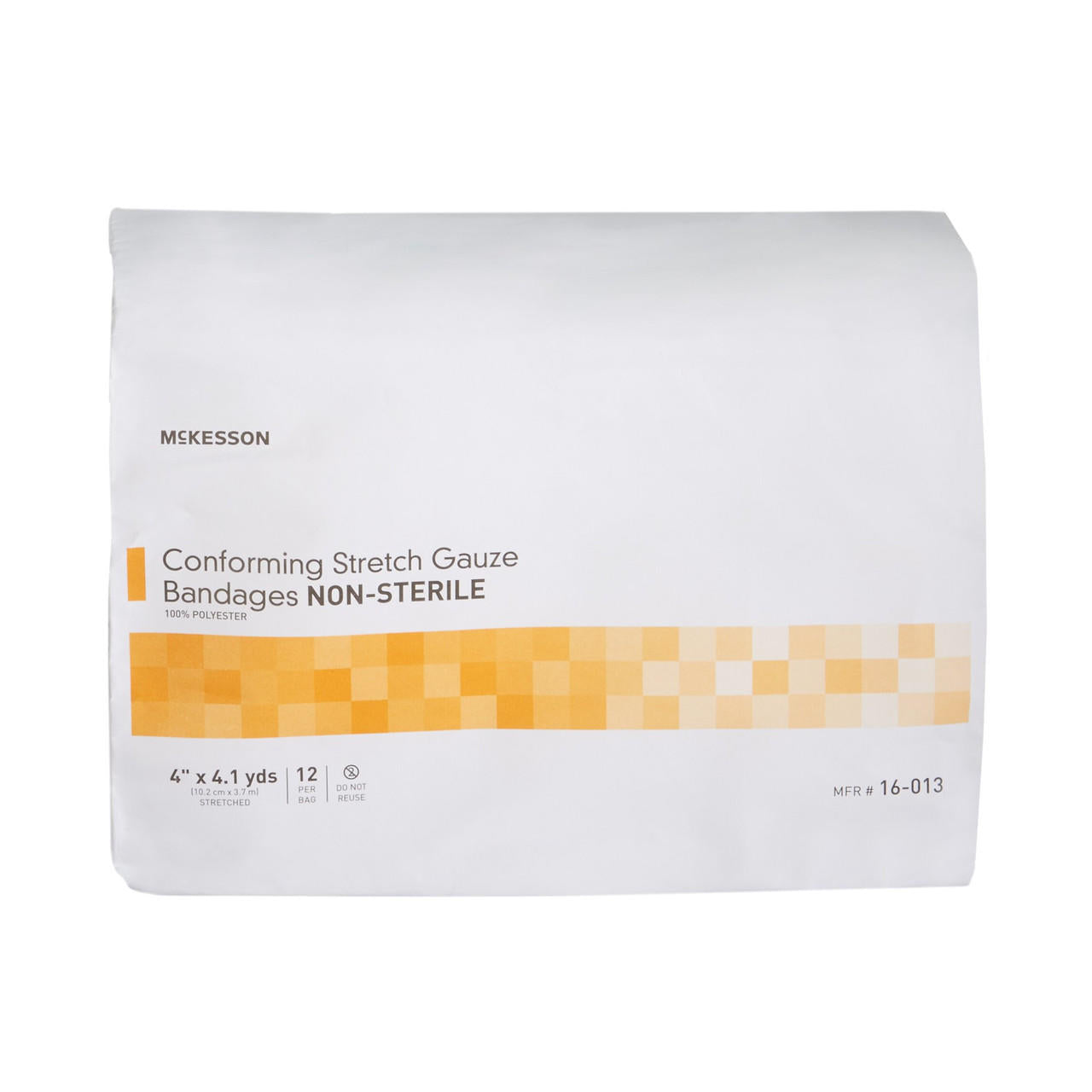 Non-sterile conforming stretch gauze bandage roll, 4 in x 4.1 yds, package