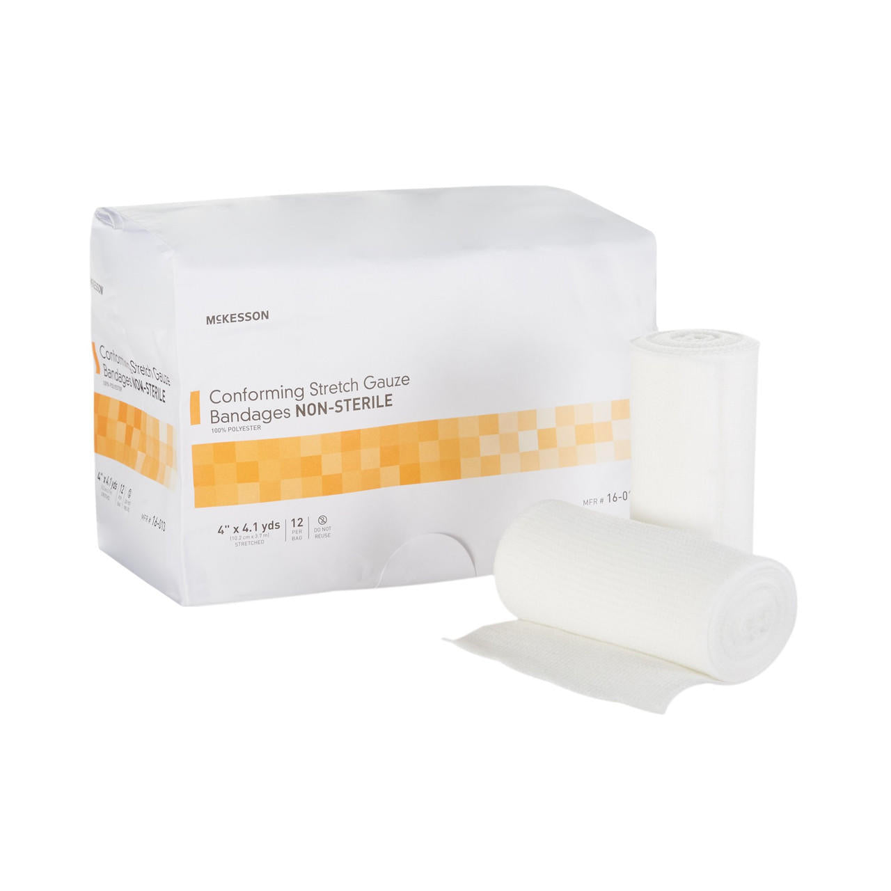Conforming stretch gauze bandage roll, 4 in x 4.1 yds, non-sterile