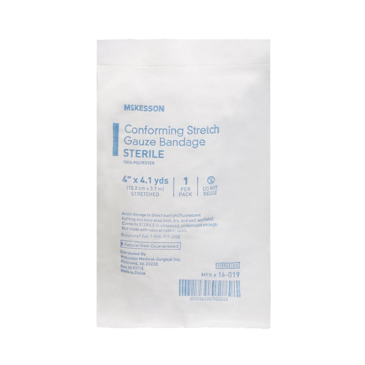 Sterile conforming stretch gauze bandage wrapper, 4 in x 4.1 yds, MFR #16-019
