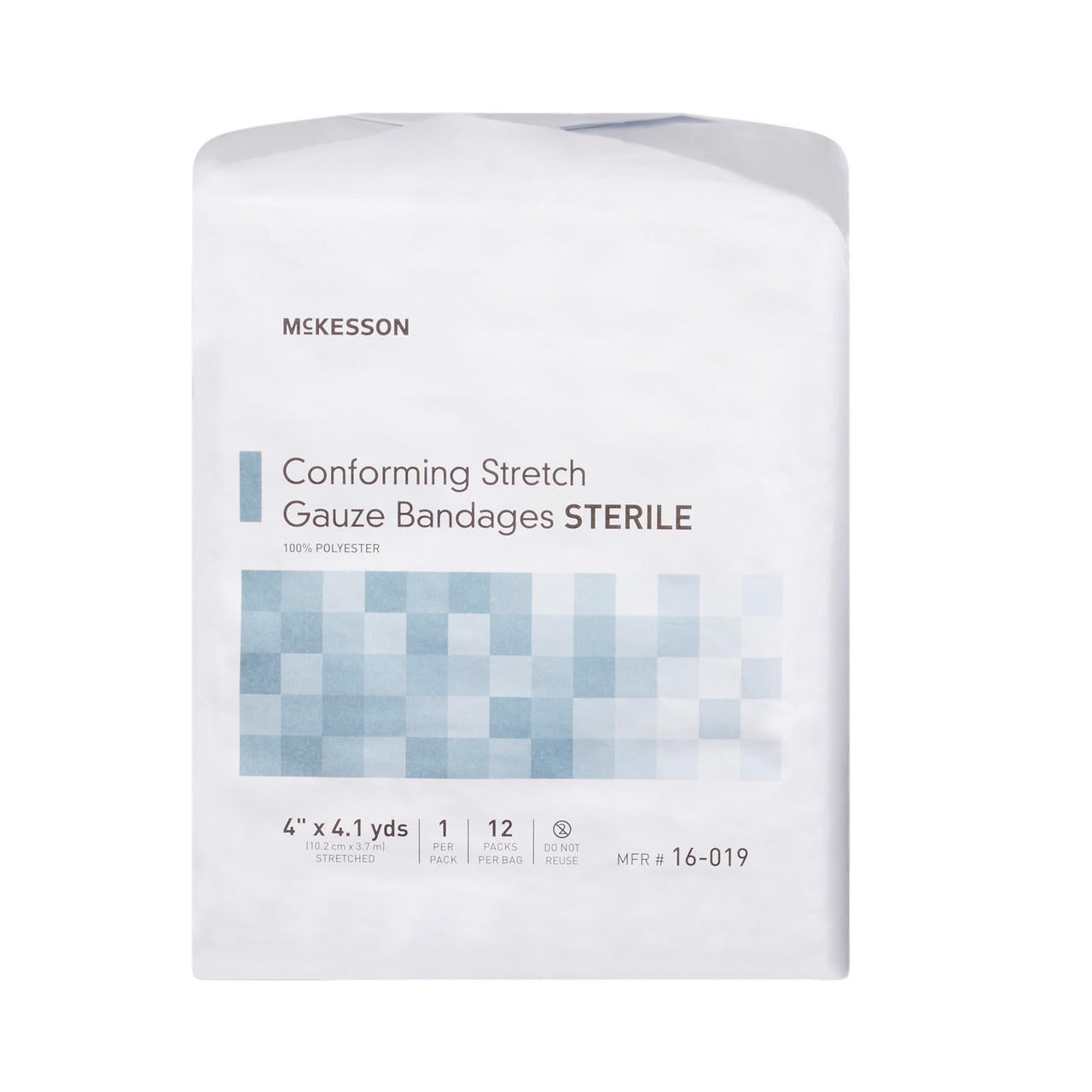 Sterile conforming stretch gauze bandage, 4 in x 4.1 yds roll in packaging
