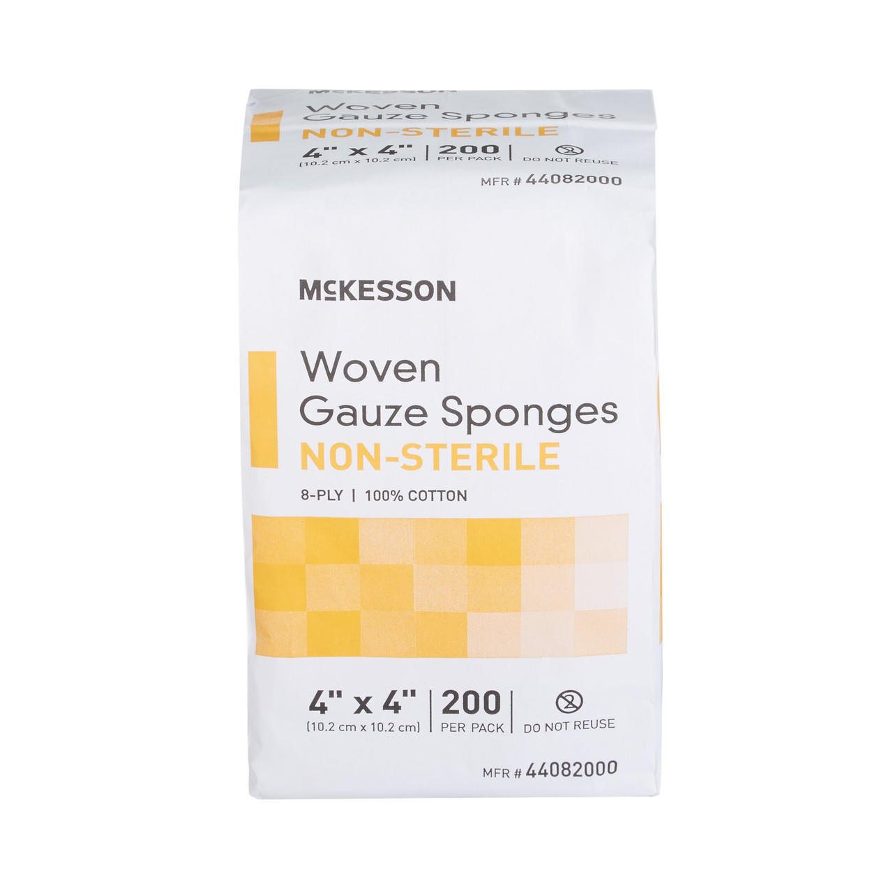 McKesson non-sterile woven gauze sponges, 4x4 in, 8-ply; 200 per pack