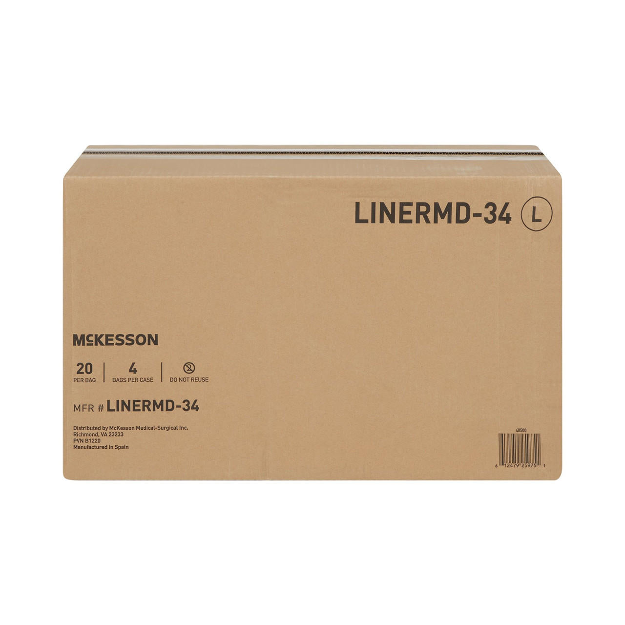 McKesson incontinence liner case, L size; 20 per bag, 4 bags per case
