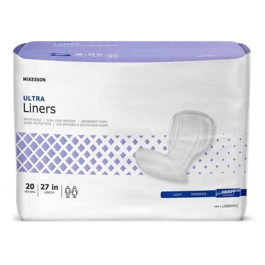 McKesson Ultra incontinence liners pack, 20 count, 27 in length