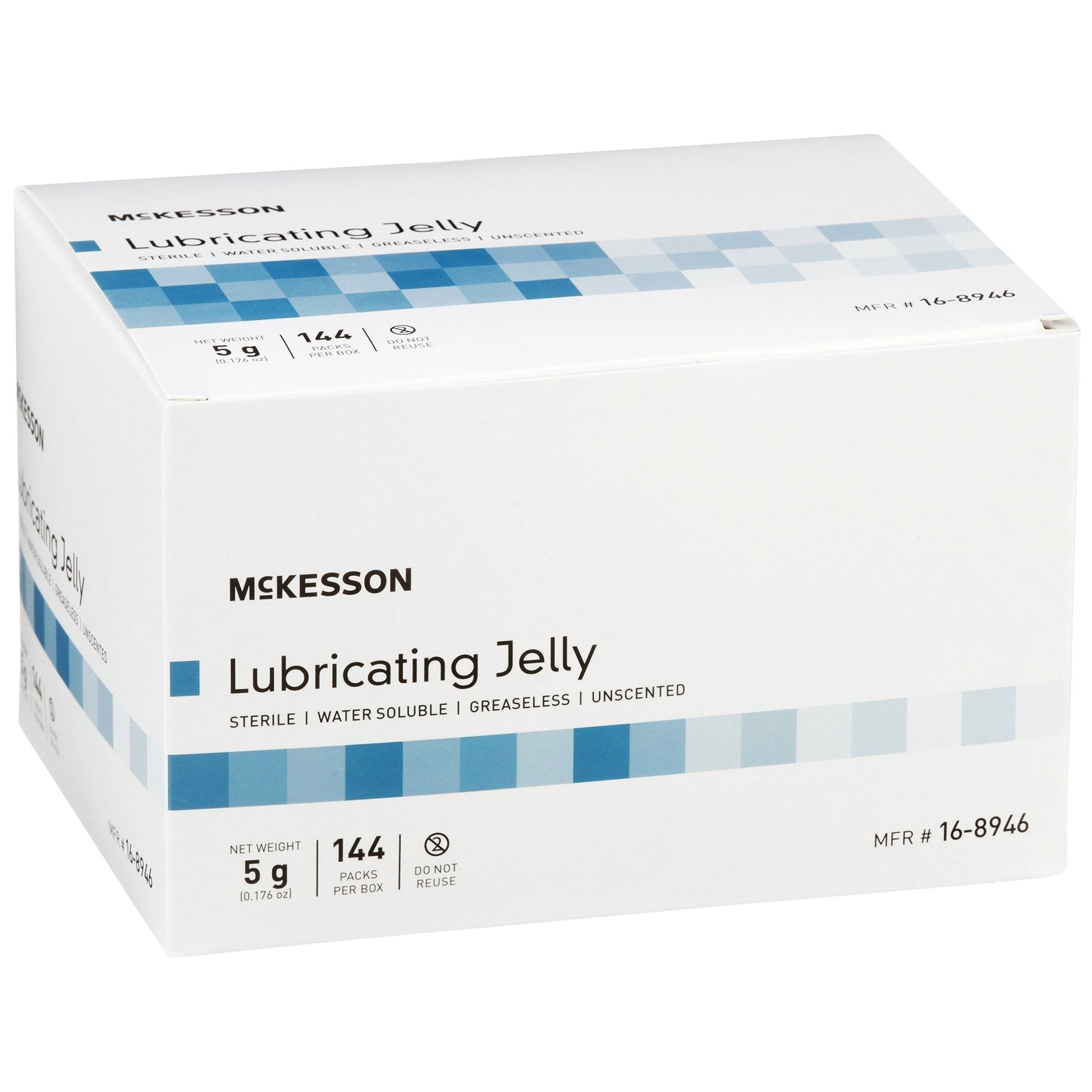 Lubricating Jelly box, 5 g packets, 144 packs, sterile water soluble, unscented