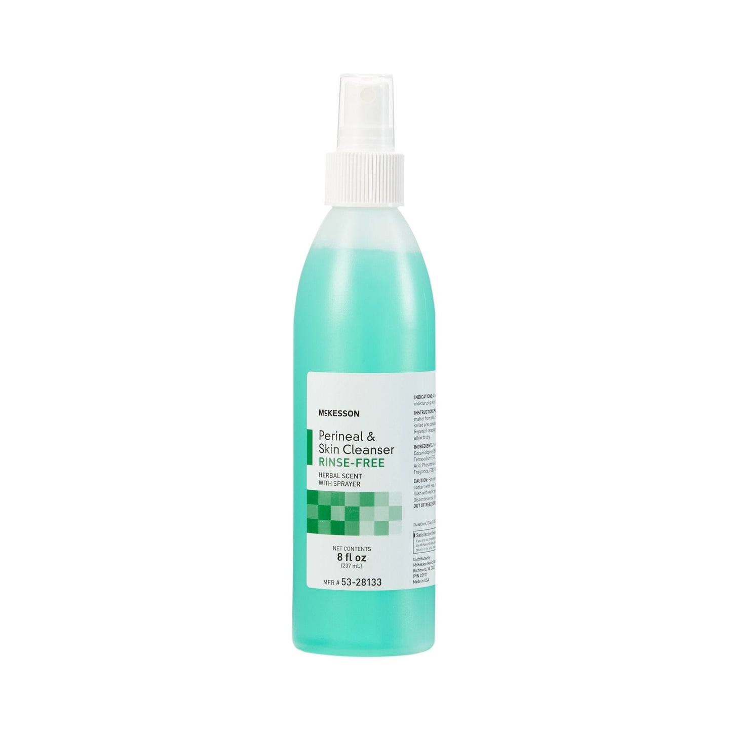 McKesson rinse-free perineal & skin cleanser, 8 oz pump bottle with spray nozzle