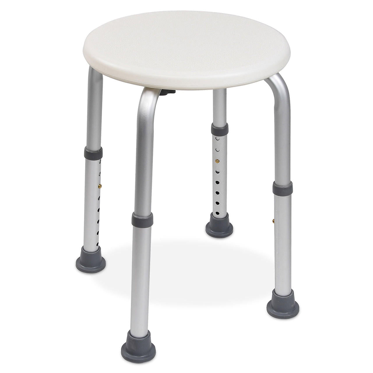 McKesson shower stool with round seat and adjustable legs, non-slip rubber feet