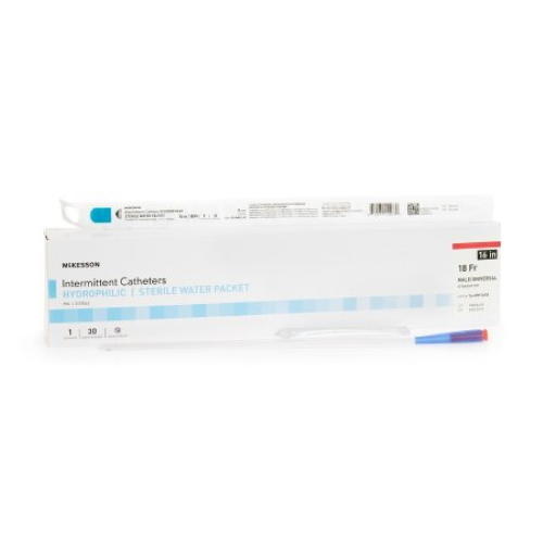 Intermittent catheter, hydrophilic coated, straight tip, 18 Fr, 16 in (30)