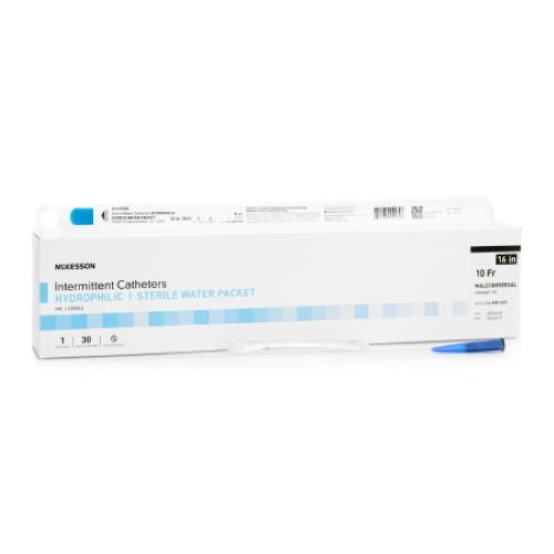 Intermittent catheter, hydrophilic coated, straight tip, 10 Fr, 16 in (30)