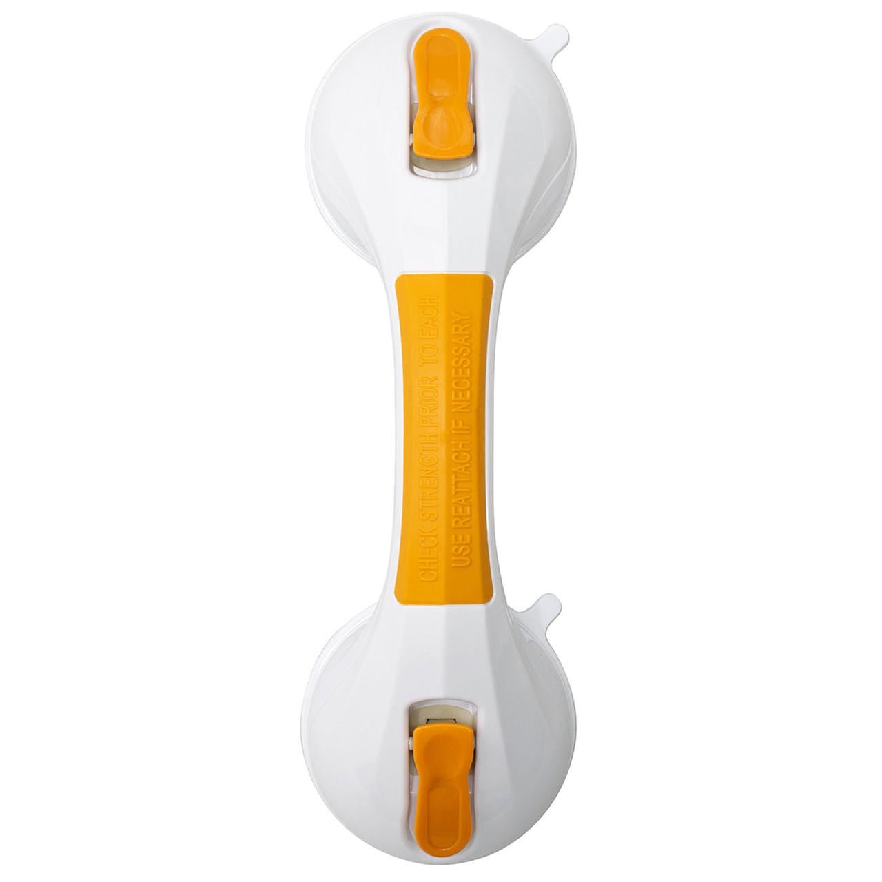 Orange-handled suction grab bar with two white suction cups