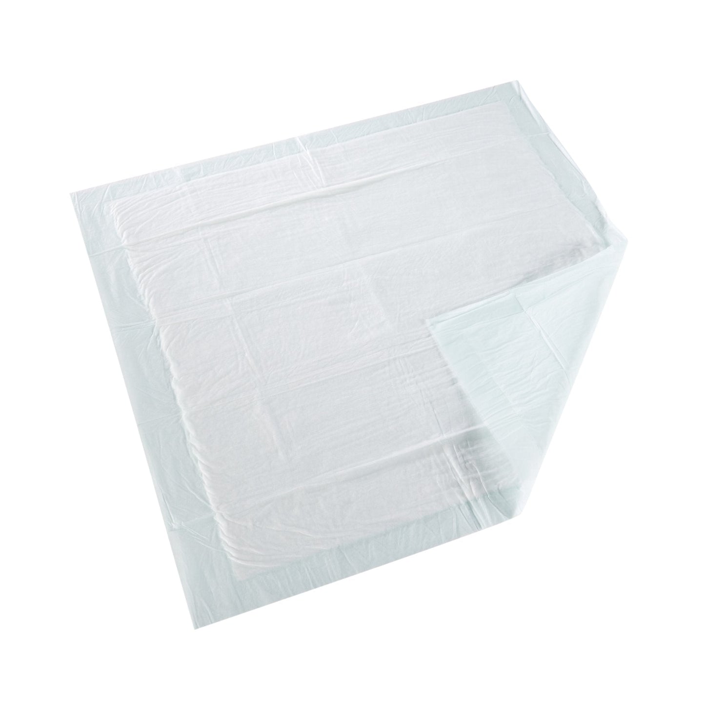 Stack of light blue underpad sheets, moderate absorbency