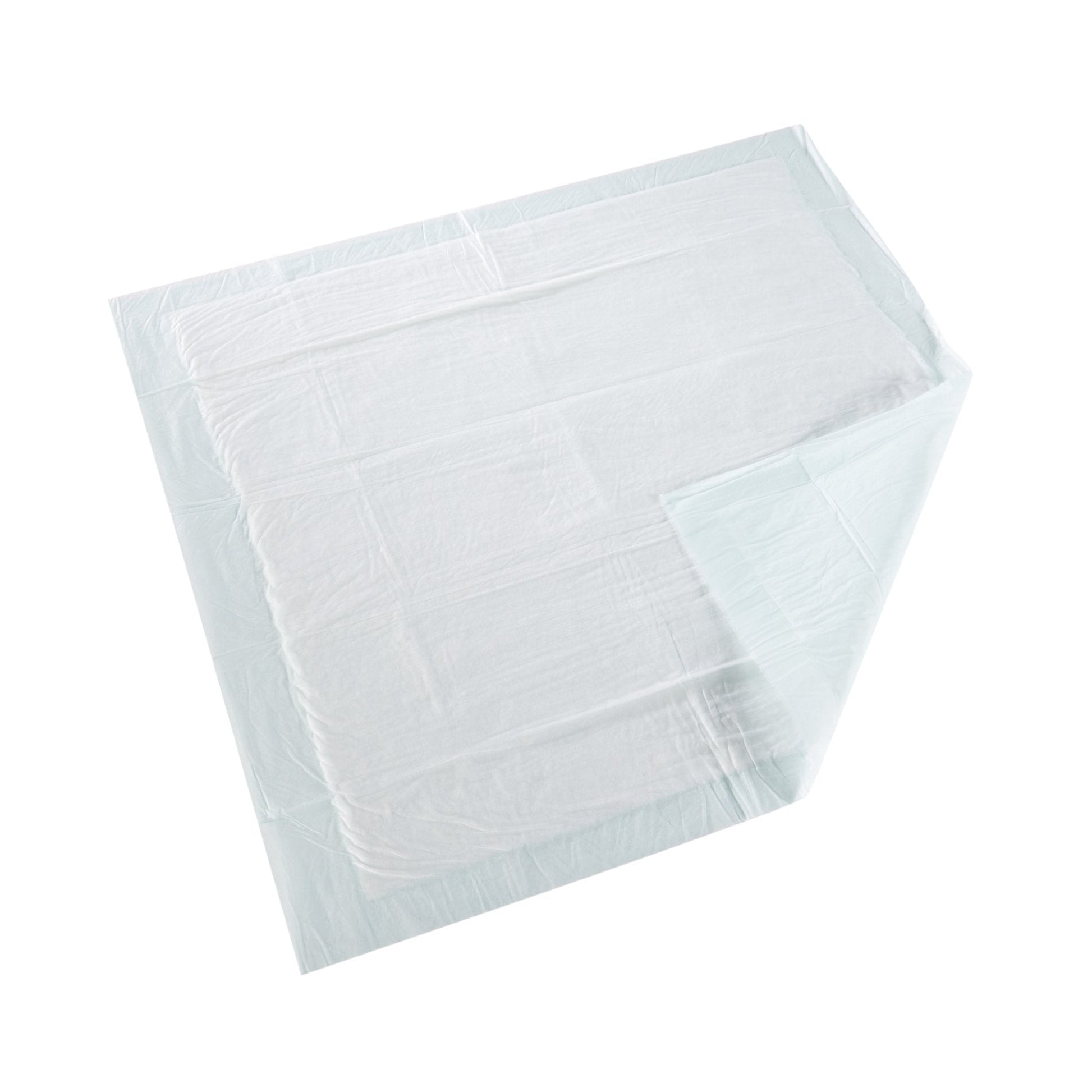 Stack of light blue underpad sheets, moderate absorbency