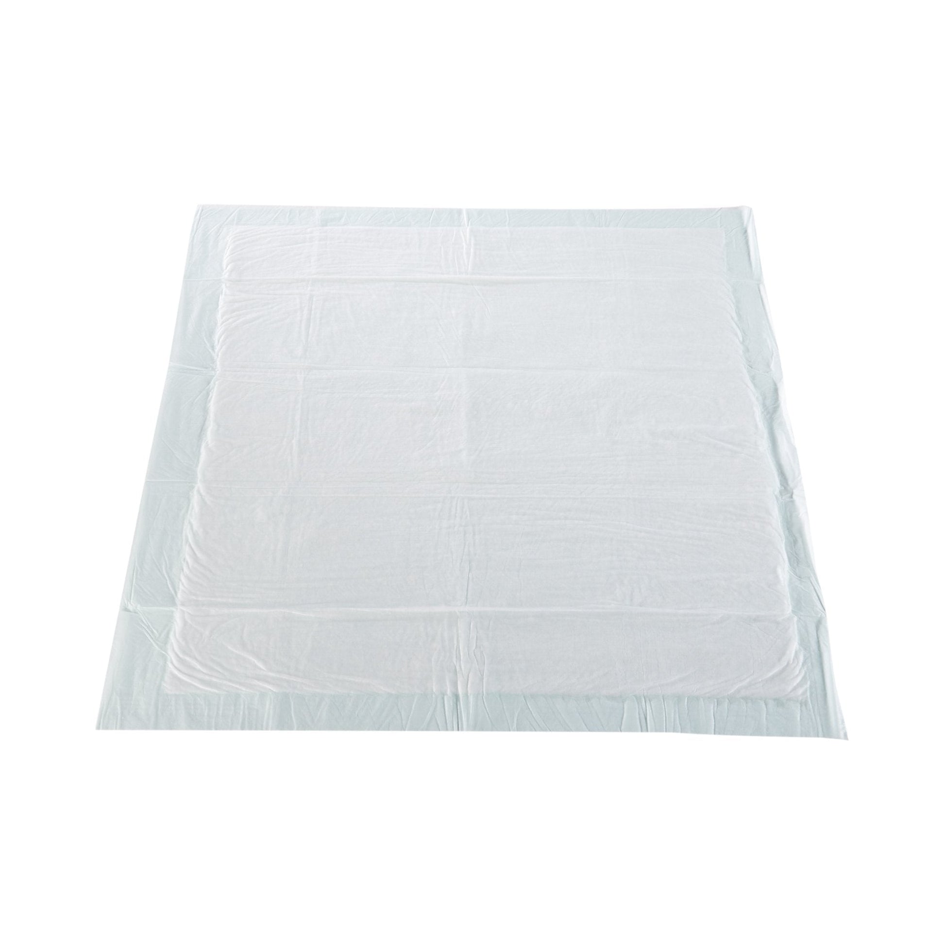 Light blue underpad sheets, folded, moderate absorbency