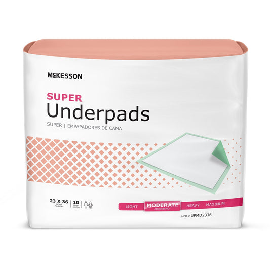 Super underpads, Moderate absorbency, 23 x 36 in, 10 count