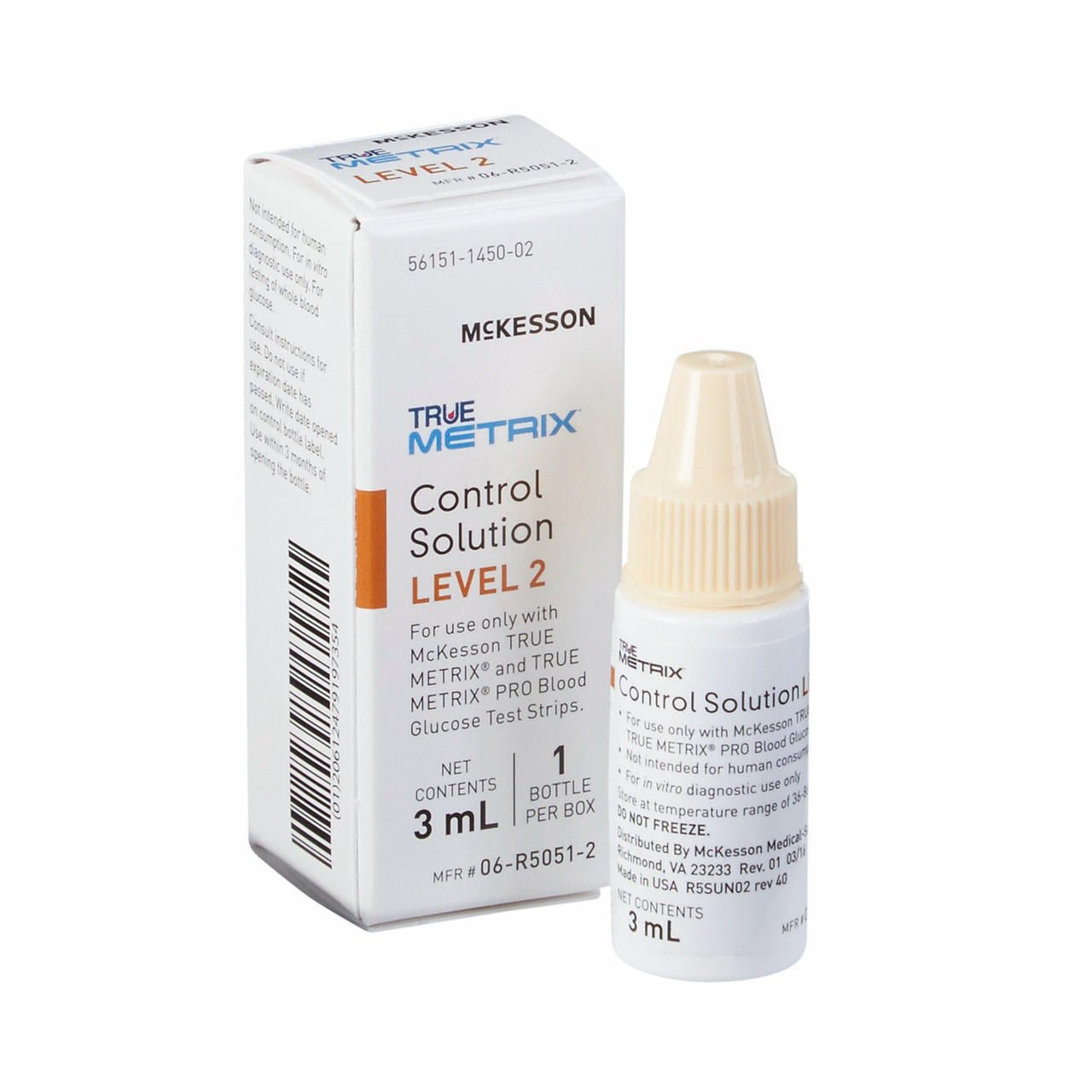 True Metrix Control Solution Level 2, 3 mL bottle and box