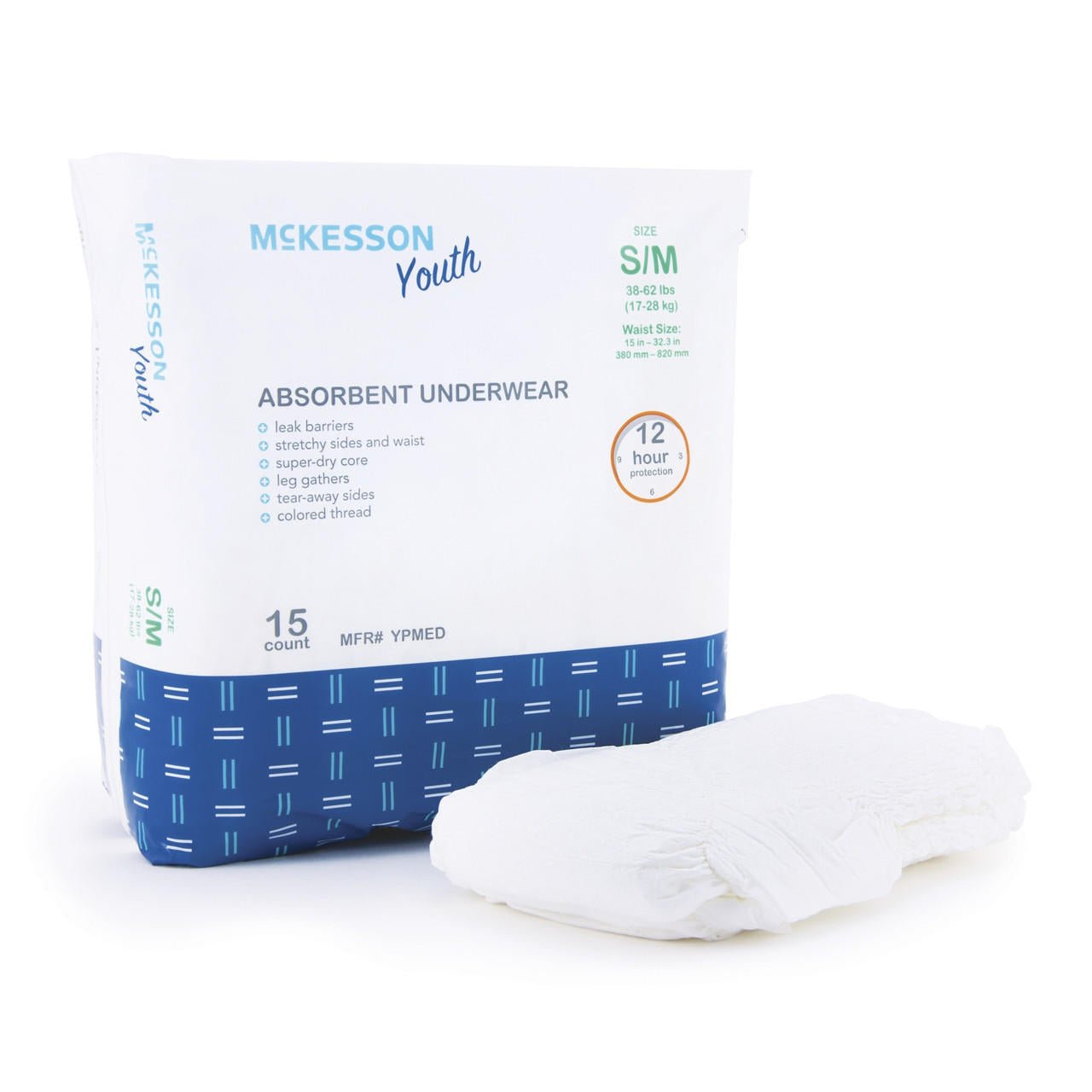 Pack of McKesson Youth Absorbent Underwear on a white background