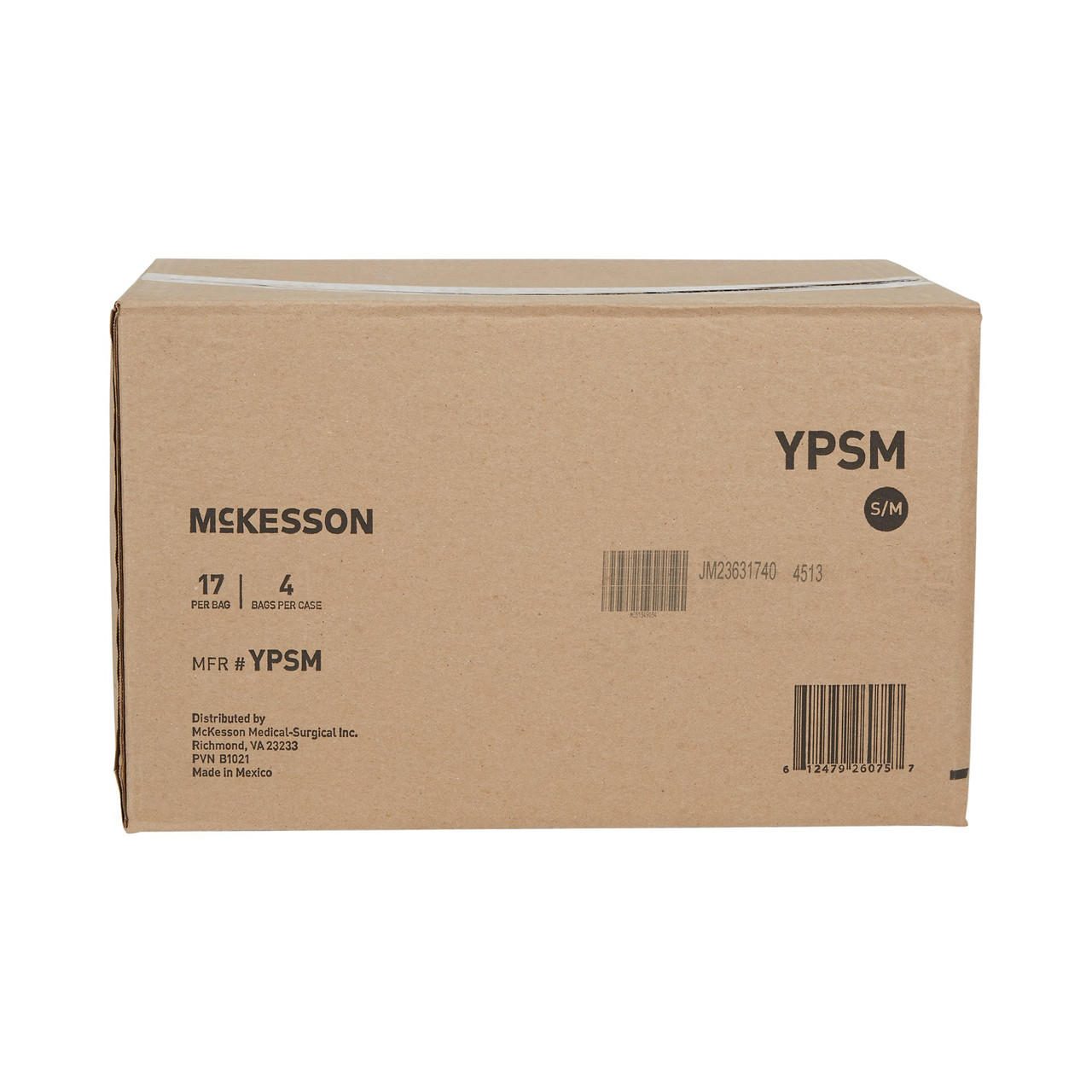 Cardboard box with 'Mekesson' and 'YPSM' branding on a white background