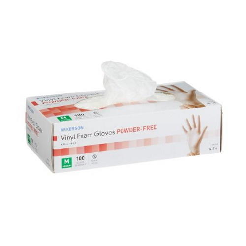 Powder-free clear vinyl exam gloves, M size box with loose glove pair