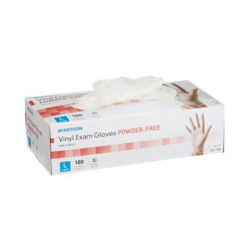 Powder-free clear vinyl exam gloves, L size box with raised glove pieces