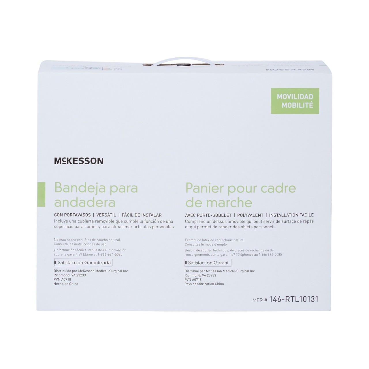 Back of Walker Caddy retail box with multilingual product information