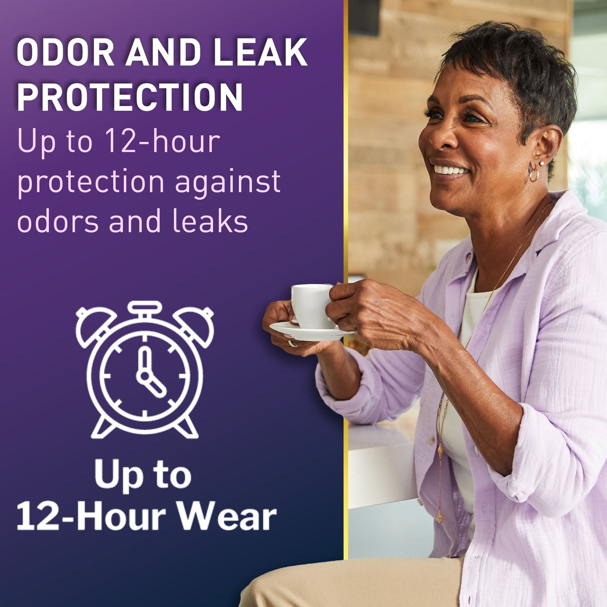 Pull-on absorbent underwear for women, discreet fit on model