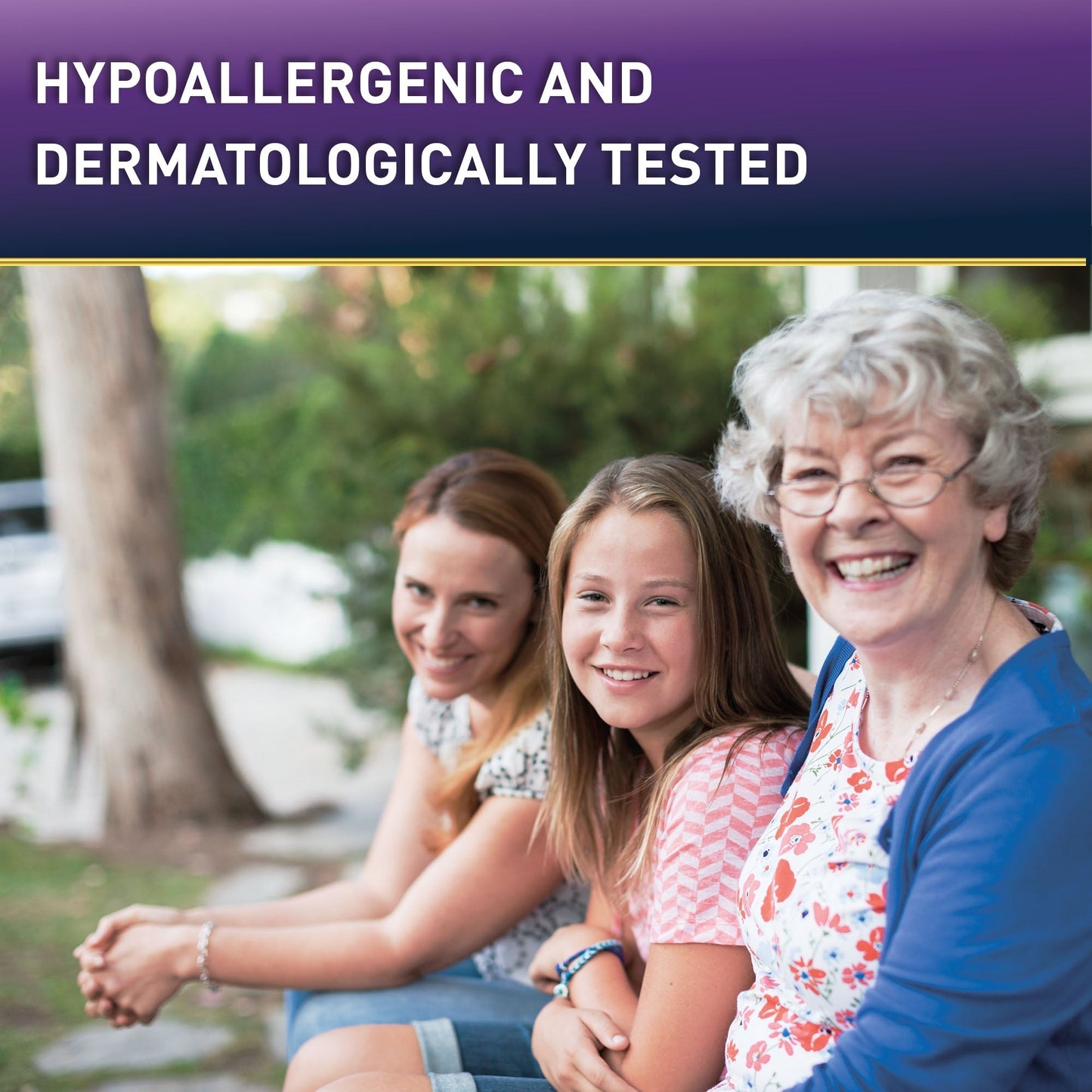 Women’s absorbent pull-on underwear package text: hypoallergenic and dermatologically tested.