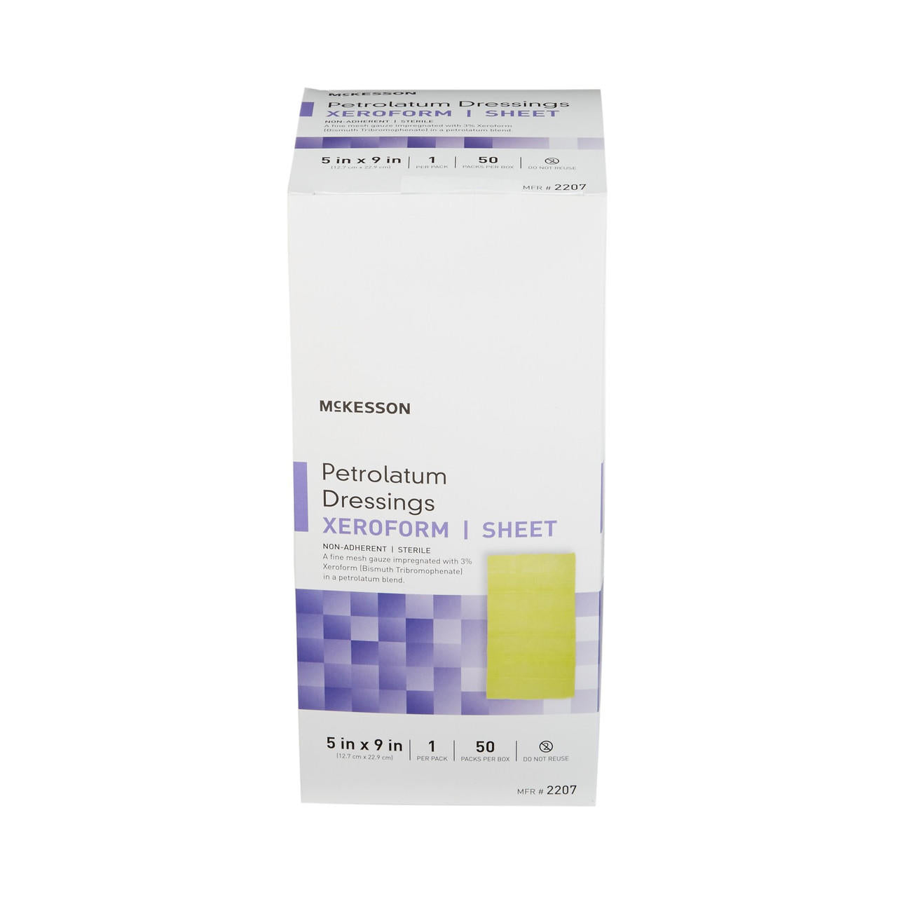 Sterile petrolatum dressing Xeroform sheet, 5x9 in, box packaging