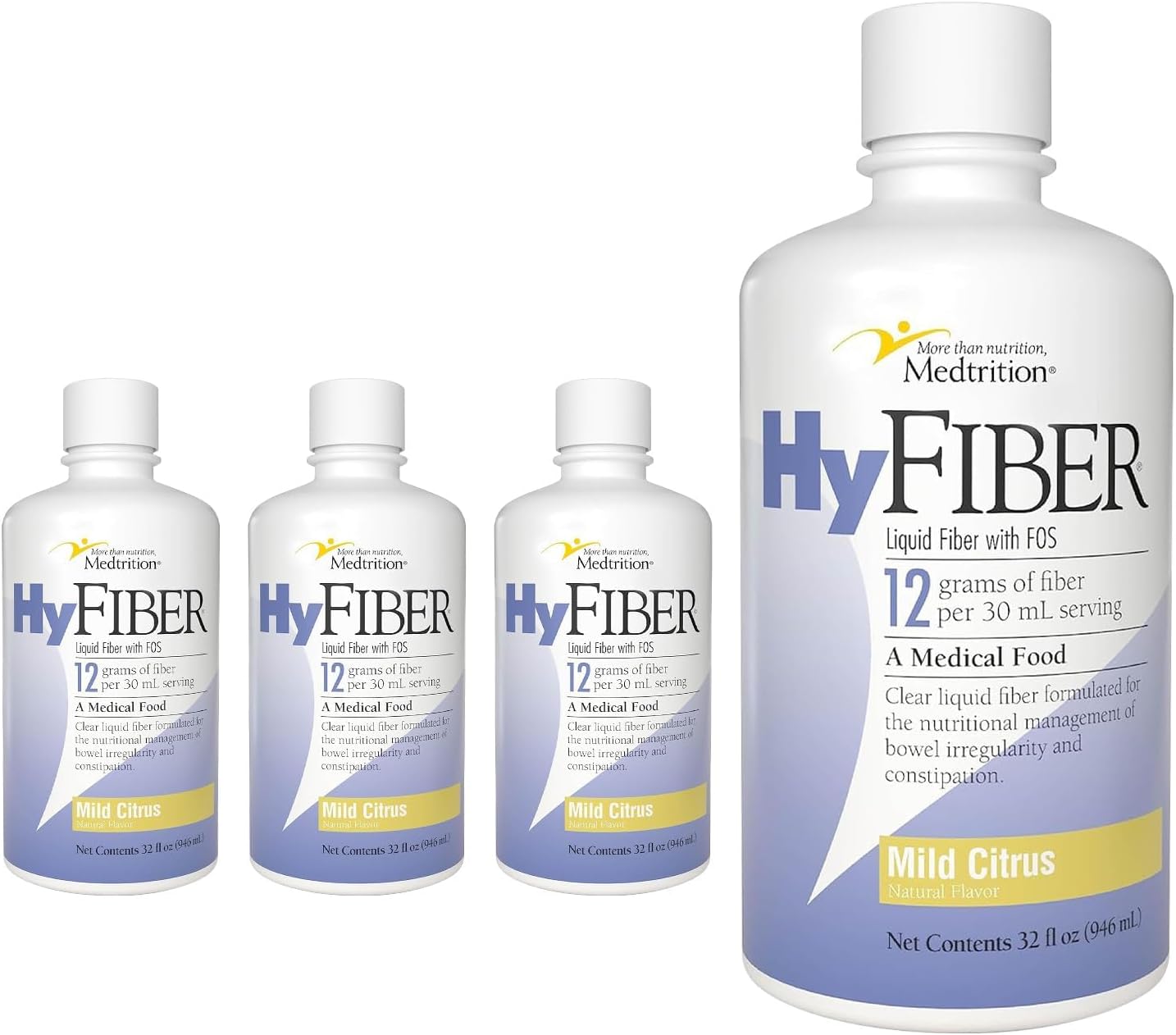 HyFiber liquid fiber with FOS, mild citrus, 32 oz (case of 4 bottles)