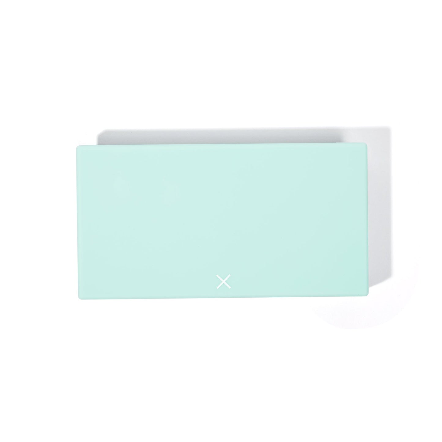 Mint pill box closed front with small X detail
