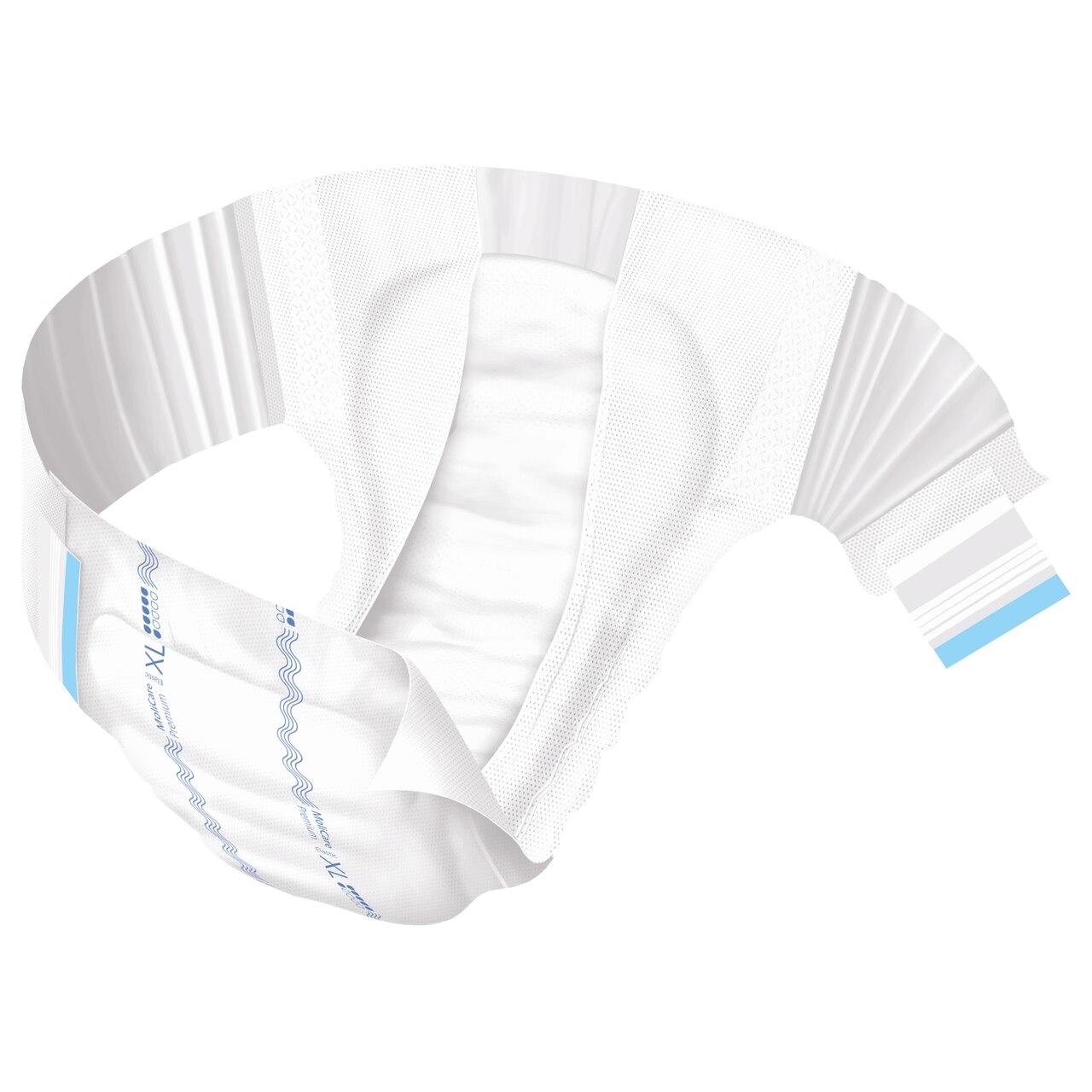 White elastic briefs with blue size marking, size XL