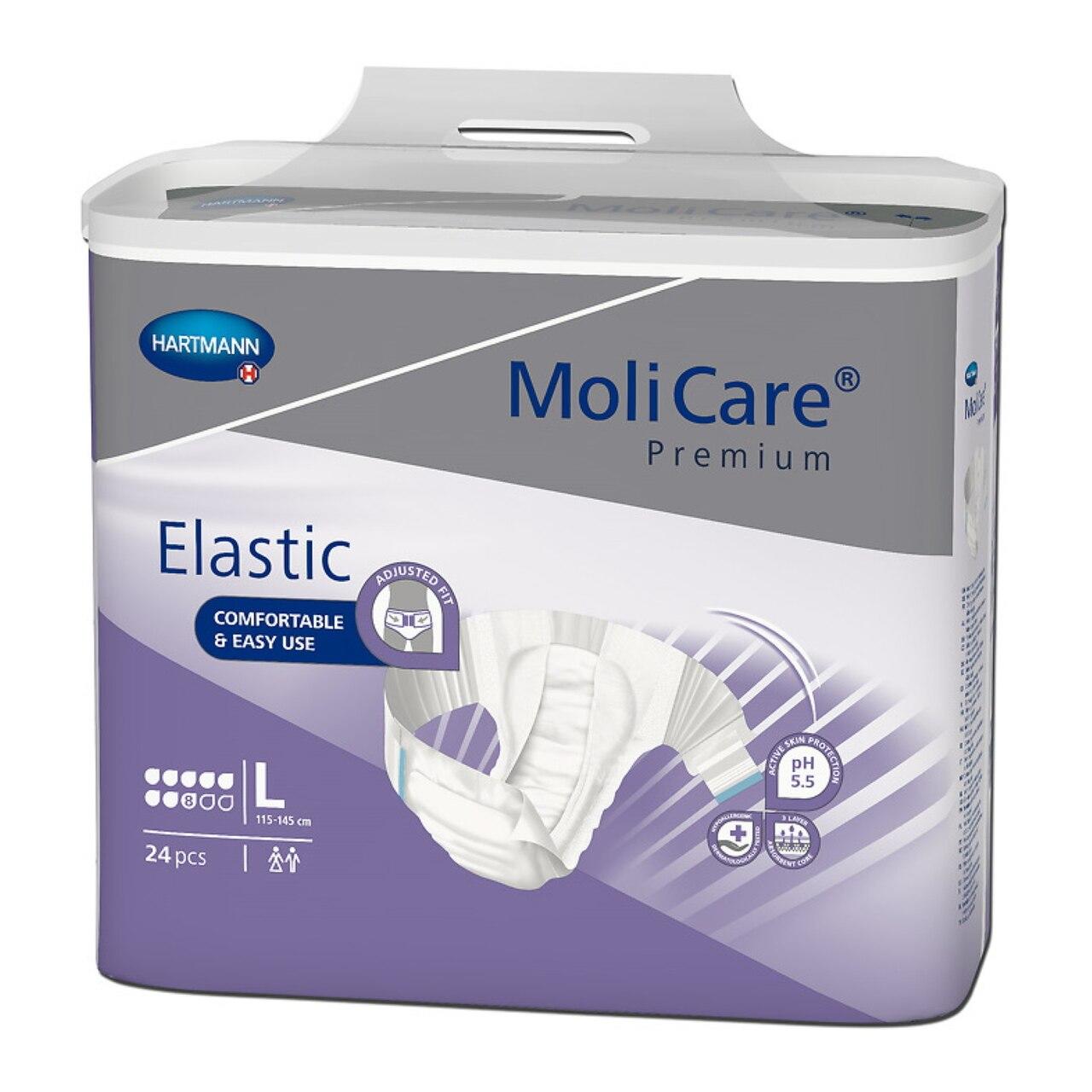 Elastic briefs, size L, 24 count pack, white disposable underwear in retail box
