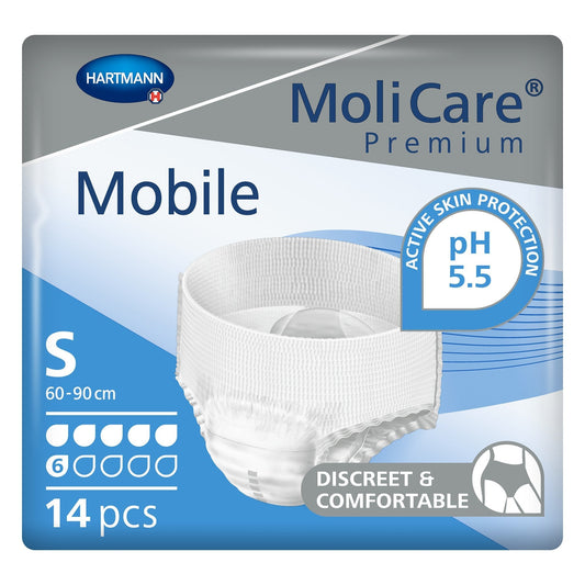 MoliCare Premium Mobile pull-up underwear, size S, 14-count pack, white