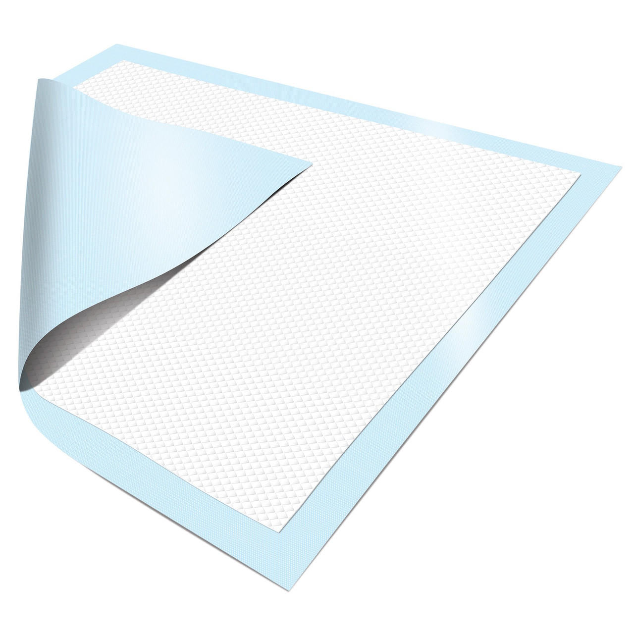 Blue repositioning underpad sheet with textured absorbent surface, 30" x 36"