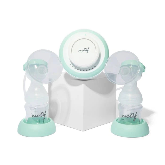 Motif twist double electric breast pump set with two breast shields and base unit