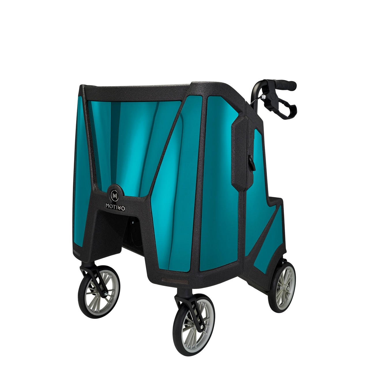 Motivo tour upright rolling walker with seat and backrest, ocean teal panel