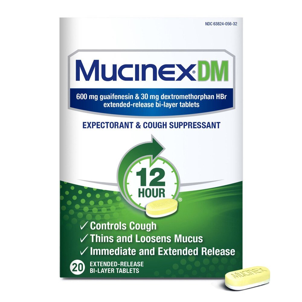 Mucinex DM 12 hour expectorant & cough suppressant extended-release bi-layer tablets, 20 ct