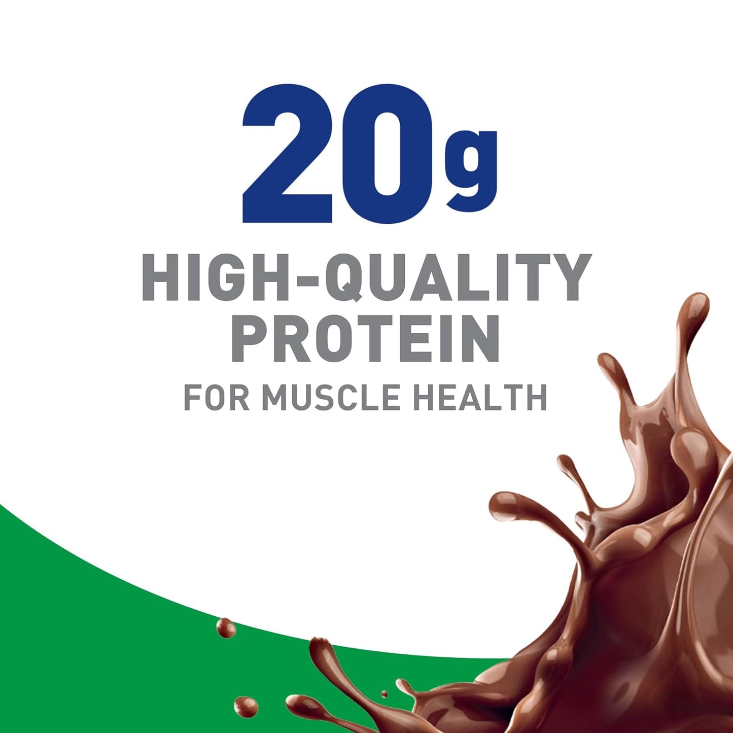 20g high-quality protein for muscle health text on rich chocolate Boost drink