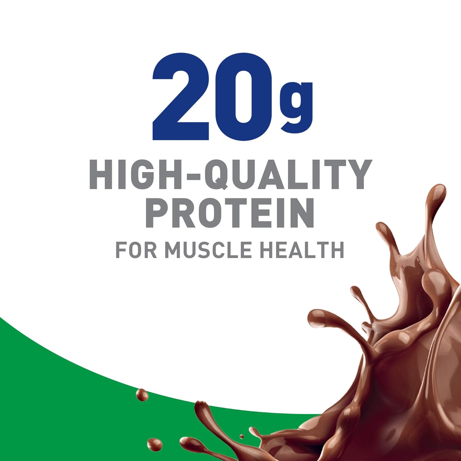 20g high-quality protein for muscle health text on rich chocolate Boost drink