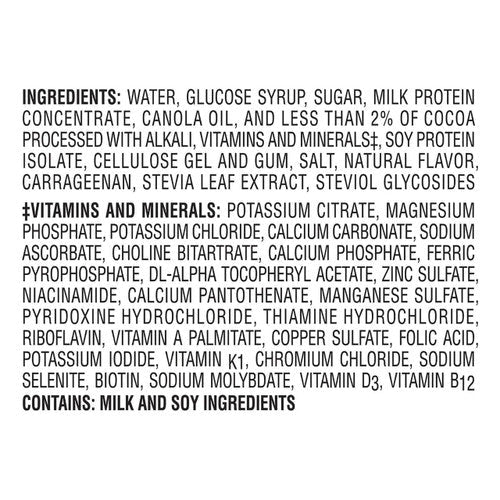 Ingredients list for Boost Original rich chocolate nutritional drink