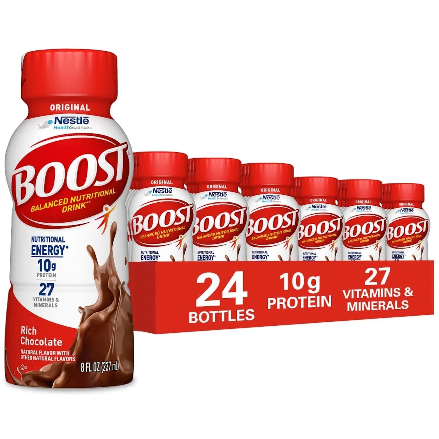 Boost Original nutritional drink bottle, rich chocolate, 8 fl oz