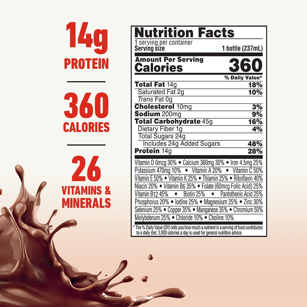 Boost Plus rich chocolate drink highlights: 14g protein and 360 calories